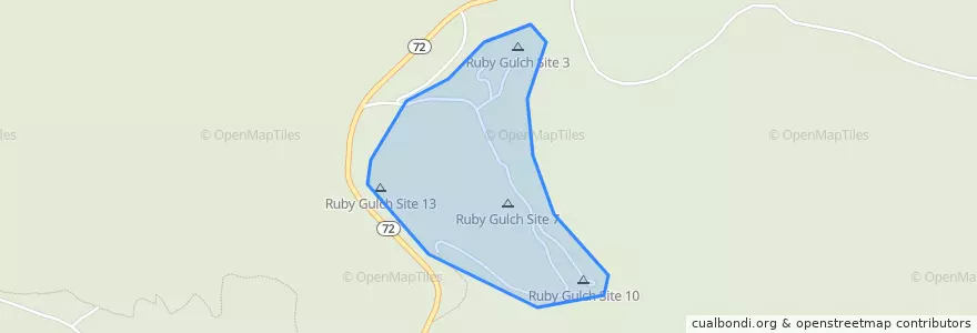 Mapa de ubicacion de Ruby Gulch Campground.