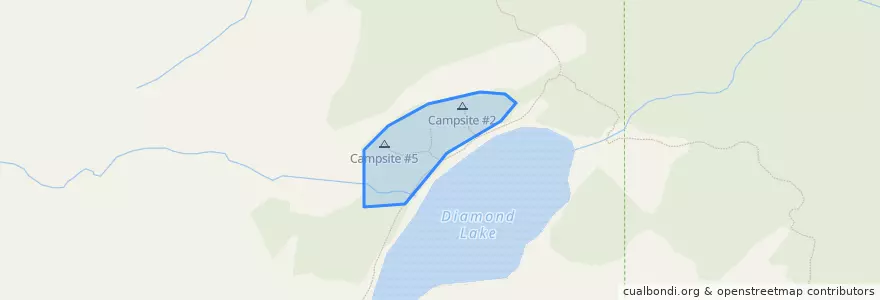 Mapa de ubicacion de Diamond Lake Campground.
