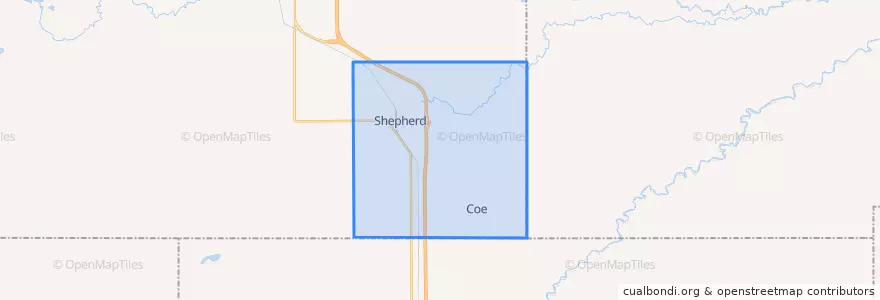 Mapa de ubicacion de Coe Township.