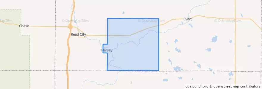 Mapa de ubicacion de Hersey Township.