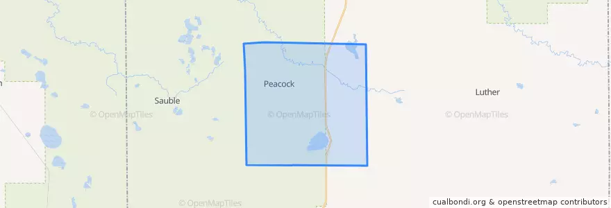 Mapa de ubicacion de Peacock Township.
