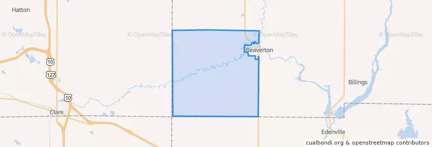 Mapa de ubicacion de Beaverton Township.