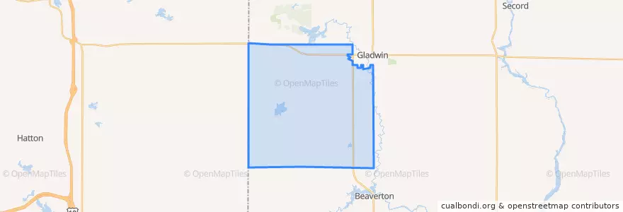 Mapa de ubicacion de Grout Township.