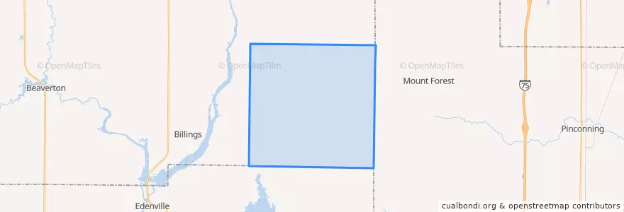 Mapa de ubicacion de Bentley Township.