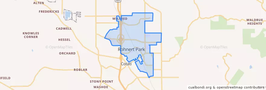 Mapa de ubicacion de Rohnert Park.