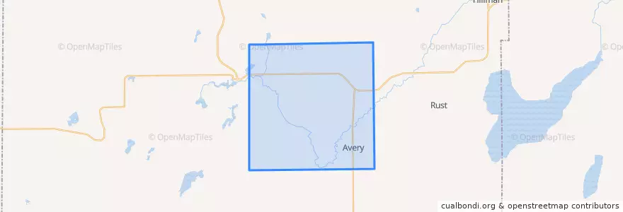 Mapa de ubicacion de Avery Township.