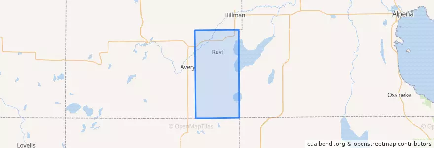 Mapa de ubicacion de Rust Township.