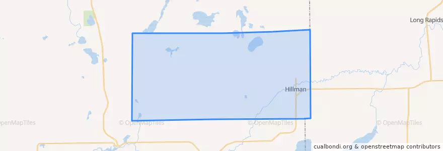 Mapa de ubicacion de Hillman Township.
