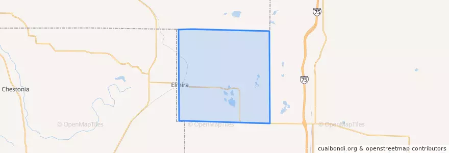 Mapa de ubicacion de Elmira Township.
