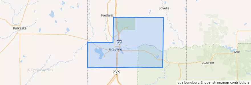 Mapa de ubicacion de Grayling Charter Township.