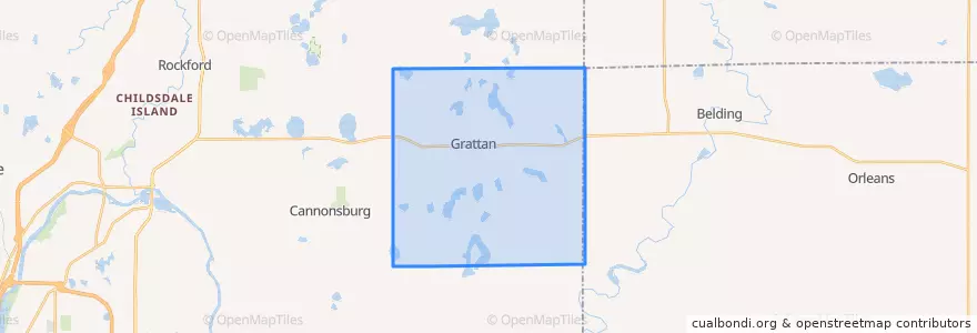Mapa de ubicacion de Grattan Township.