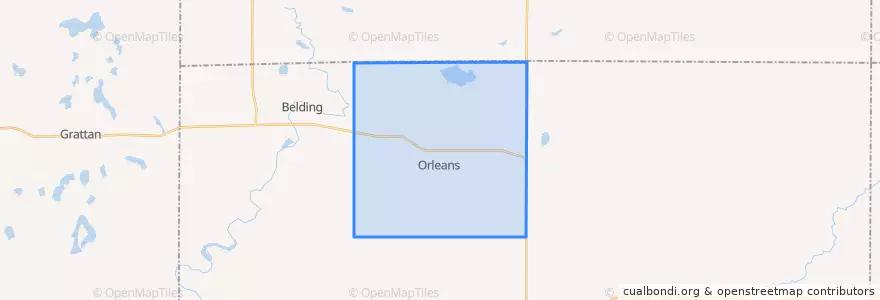 Mapa de ubicacion de Orleans Township.