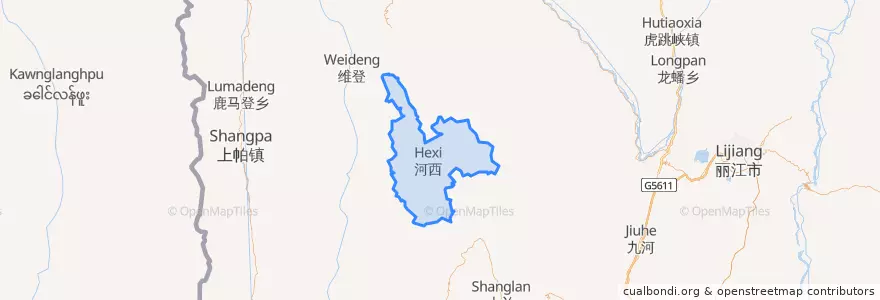 Mapa de ubicacion de Hexi.