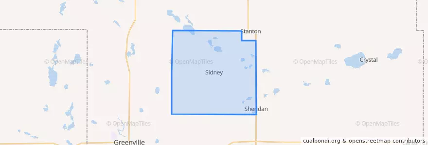 Mapa de ubicacion de Sidney Township.