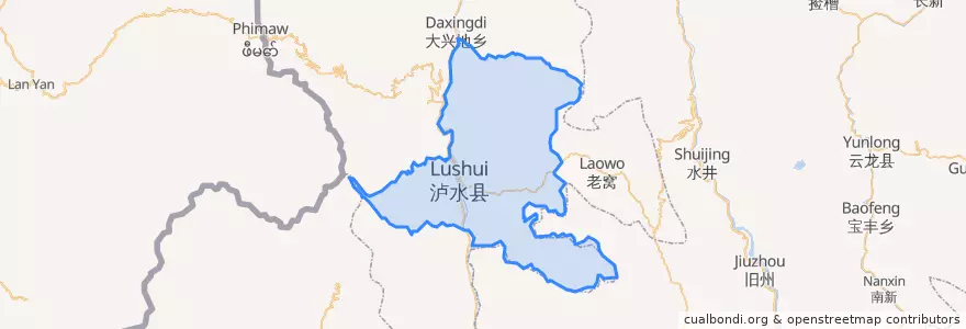 Mapa de ubicacion de 六库镇.