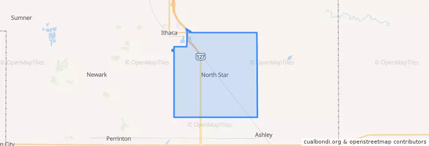 Mapa de ubicacion de North Star Township.