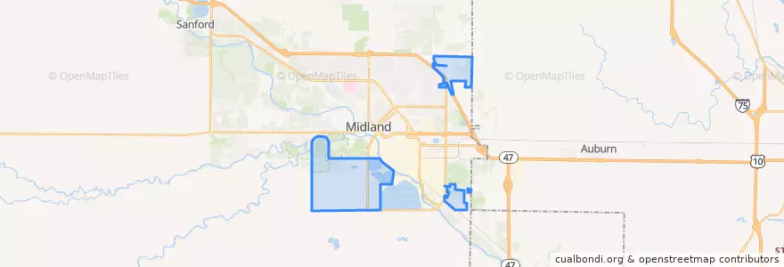 Mapa de ubicacion de Midland Township.