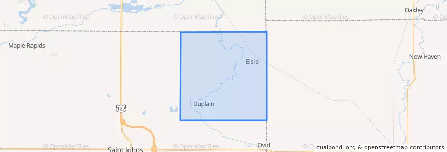 Mapa de ubicacion de Duplain Township.