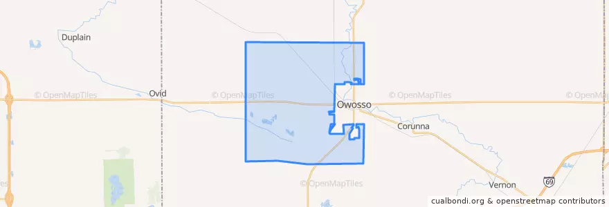 Mapa de ubicacion de Owosso Township.