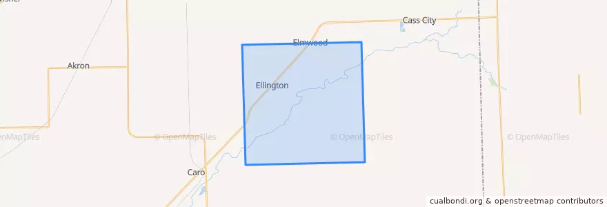 Mapa de ubicacion de Ellington Township.