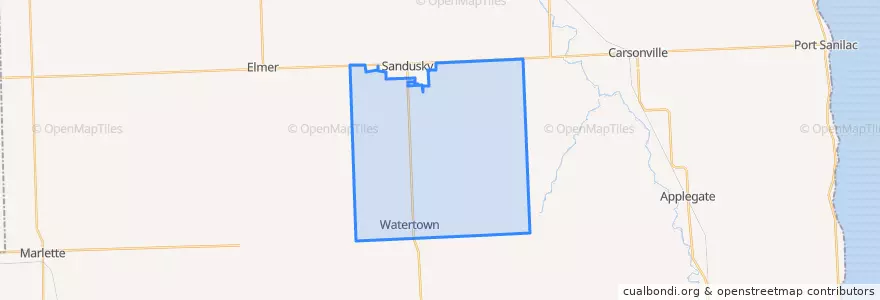 Mapa de ubicacion de Watertown Township.