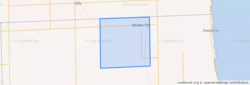 Mapa de ubicacion de Minden Township.