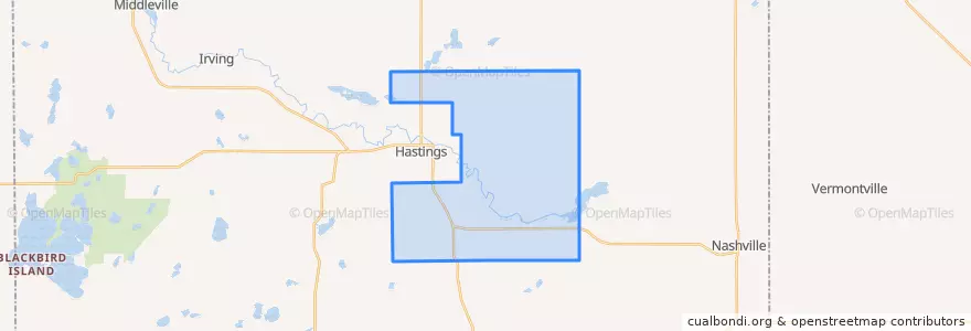 Mapa de ubicacion de Hastings Township.