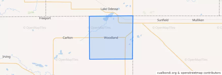 Mapa de ubicacion de Woodland Township.