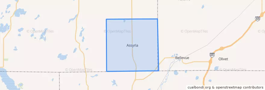 Mapa de ubicacion de Assyria Township.