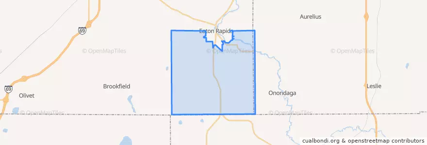 Mapa de ubicacion de Hamlin Township.