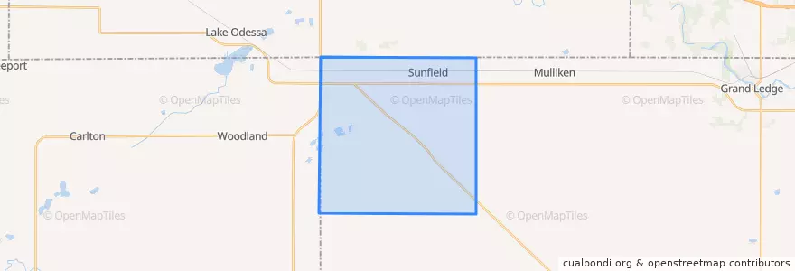 Mapa de ubicacion de Sunfield Township.