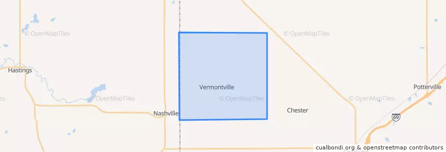Mapa de ubicacion de Vermontville Township.