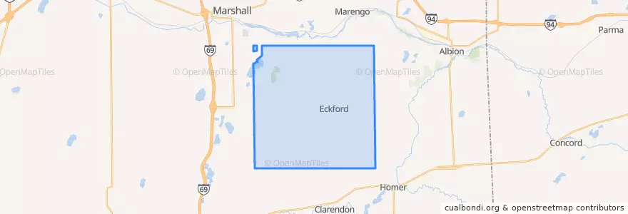 Mapa de ubicacion de Eckford Township.