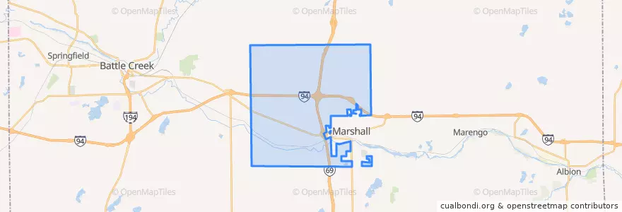 Mapa de ubicacion de Marshall Township.
