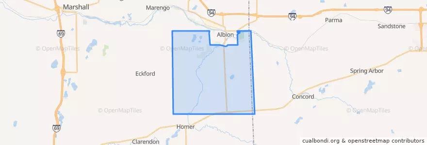 Mapa de ubicacion de Albion Township.
