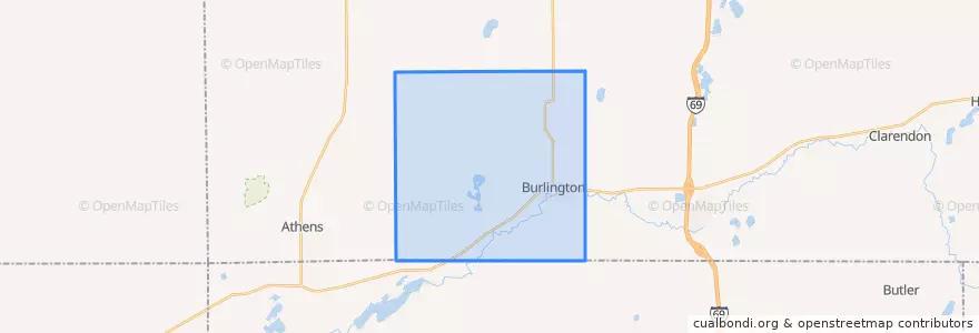 Mapa de ubicacion de Burlington Township.