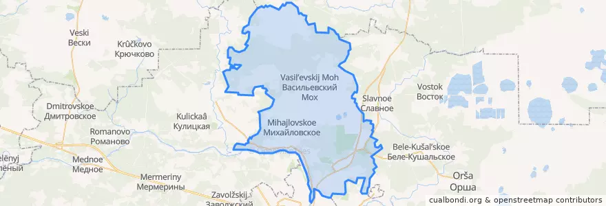 Mapa de ubicacion de Михайловское сельское поселение.