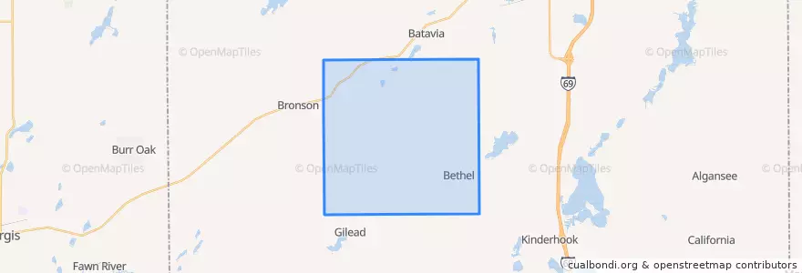 Mapa de ubicacion de Bethel Township.