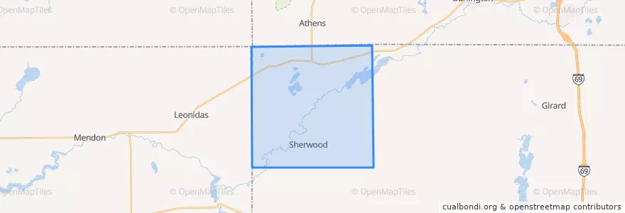 Mapa de ubicacion de Sherwood Township.