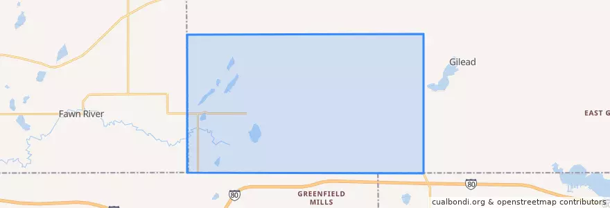 Mapa de ubicacion de Noble Township.