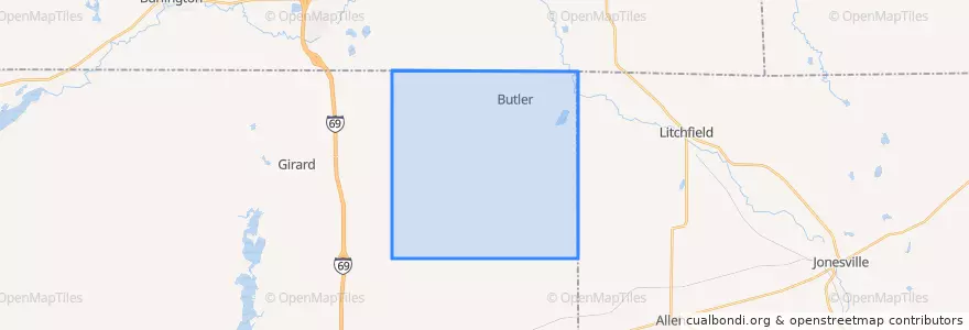 Mapa de ubicacion de Butler Township.
