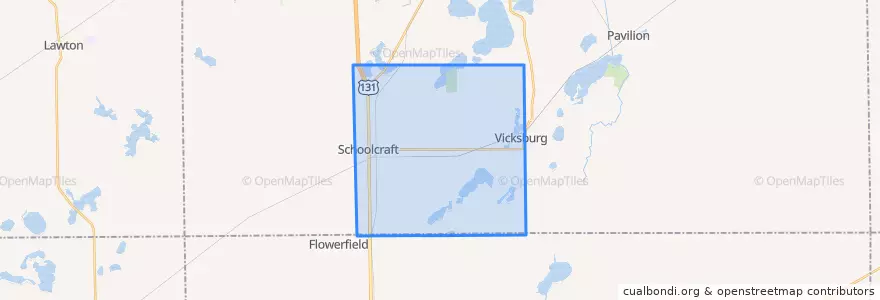 Mapa de ubicacion de Schoolcraft Township.