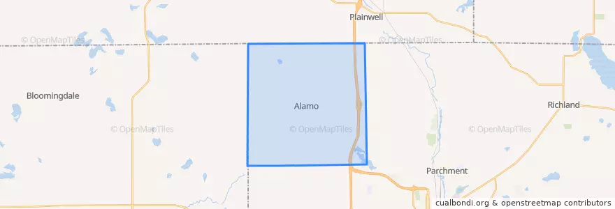 Mapa de ubicacion de Alamo Township.