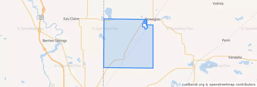 Mapa de ubicacion de Pokagon Township.