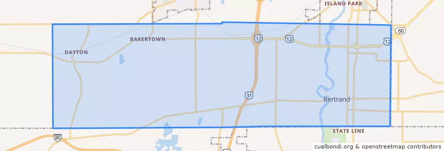 Mapa de ubicacion de Bertrand Township.