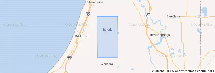 Mapa de ubicacion de Baroda Township.