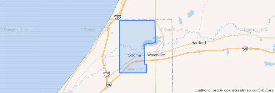 Mapa de ubicacion de Coloma Charter Township.