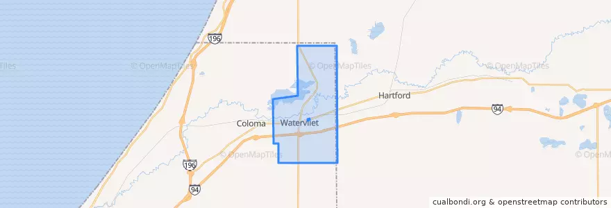 Mapa de ubicacion de Watervliet Township.