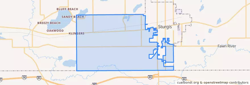 Mapa de ubicacion de Sturgis Township.