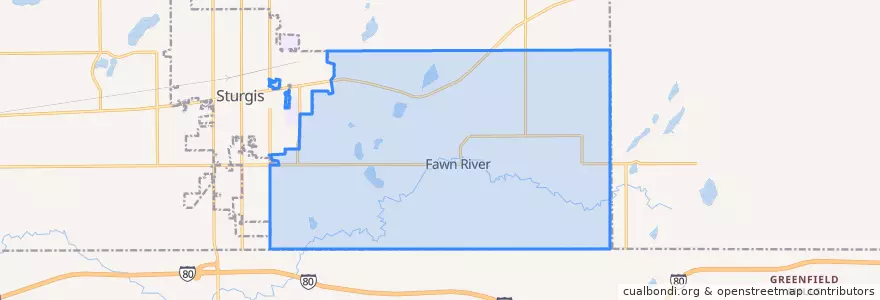 Mapa de ubicacion de Fawn River Township.